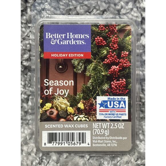 Season Of Joy Better Homes and Gardens Holiday Edition Scented Wax Cubes 2.5oz - Picture 1 of 9